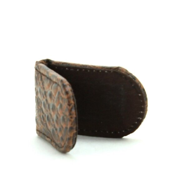 Mens Genuine Leather Brown Croc Embossed Design Magnetic Slim NWT Money Clip - Picture 2 of 2